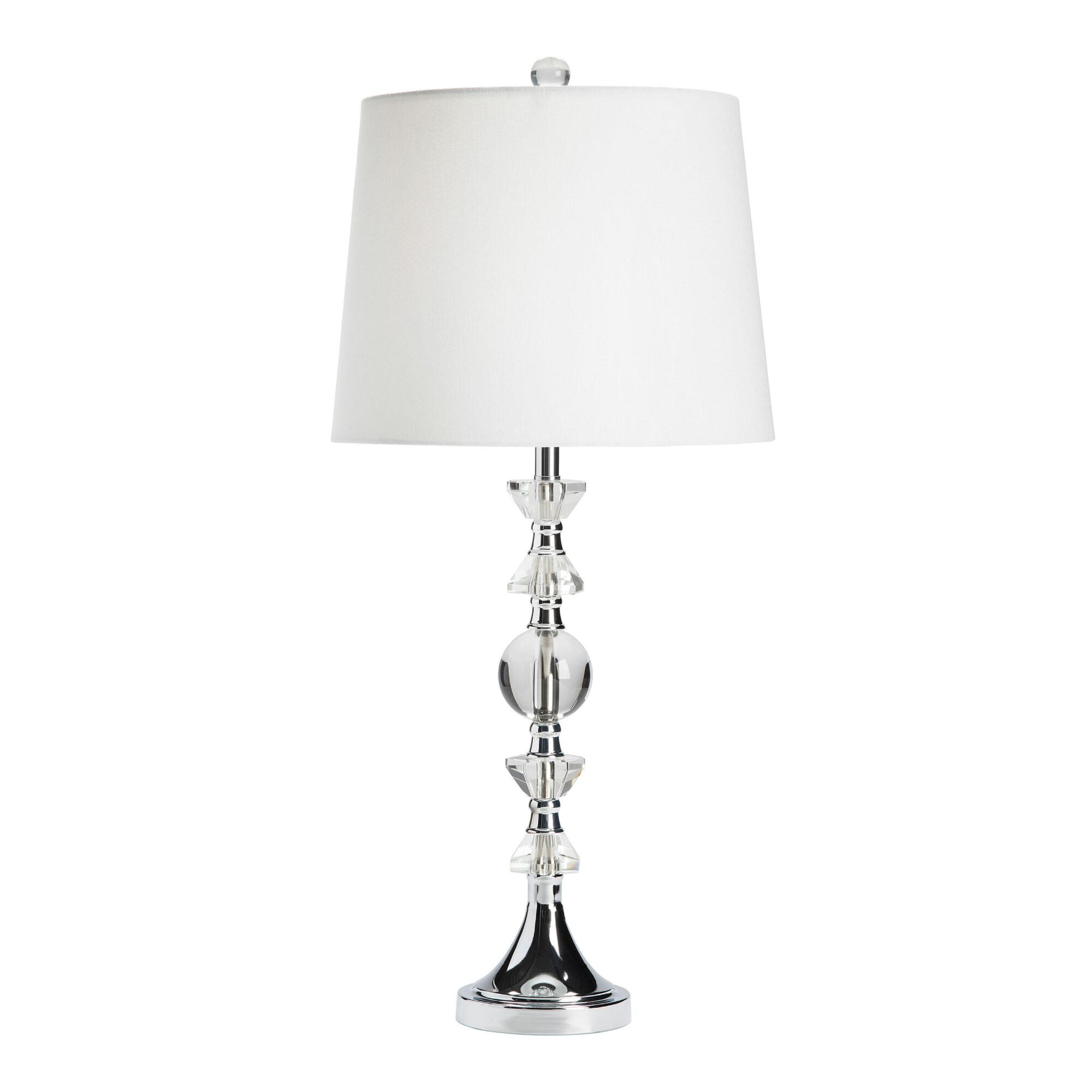 Crystal Glass and Chrome Stacked Emilio Table Lamp: Silver by World Market
