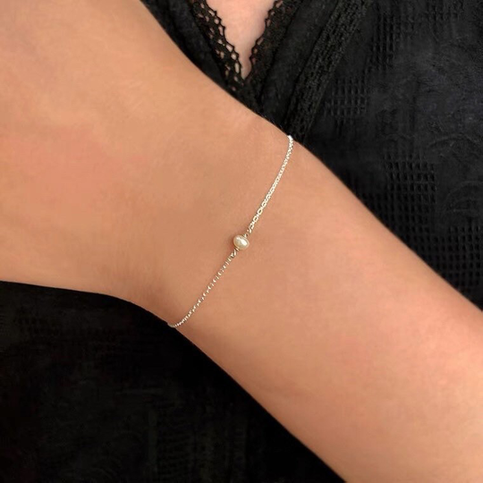 S925 Aaa 3-4mm Freshwater Pearls Dainty Minimalist Chain Bracelet 6/7/8 Inches Friendship Bridesmaid Wedding Graduation