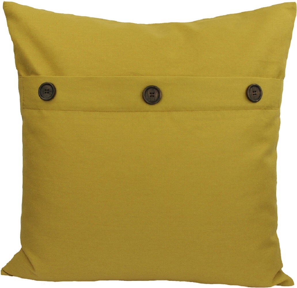 MANOR LUXE But-Ton20-in x 20-in Gold Cotton Blend Indoor Decorative Pillow | ML130042020GOLDFEA
