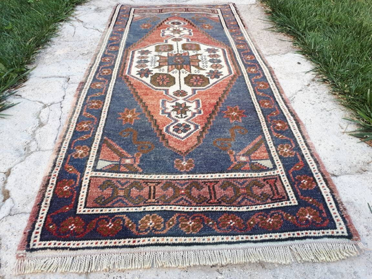 Bathroom Rug Turkish Small Oriental Vintage Decorative Door Mat 52x106 cm 1.8x3.6 Ft
