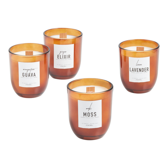 Amber Glass Scented Candle: Orange - Scented Wax by World Market