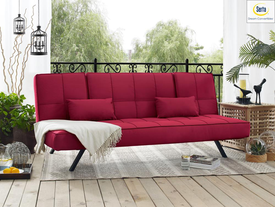Serta Casual Crimson Polyester/Blend Reclining Sofa in Red | LSCA739CRIM