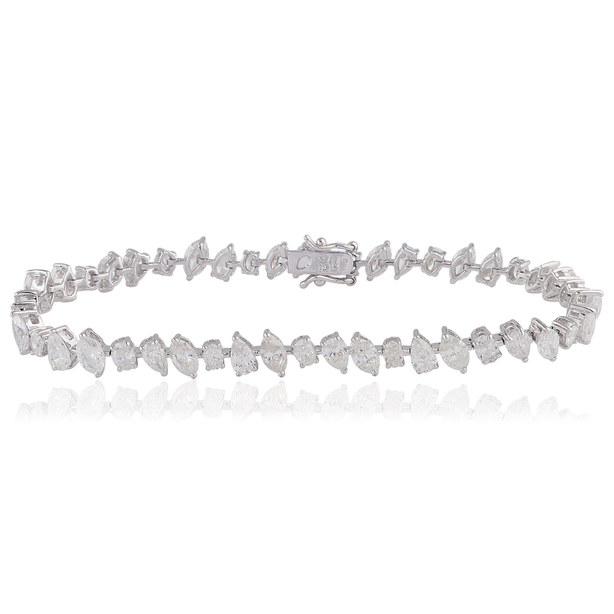 14K White Gold Diamond Tennis Bracelet On Sale 9.65Ct Marquise Oval Pear Cut Si Clarity Hi Color Certified Diamonds Jewelry