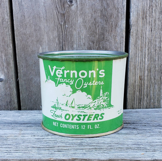 Vernon's Oyster Tin Can From V. A. Haywood Seafoods in Perrin Va | Empty
