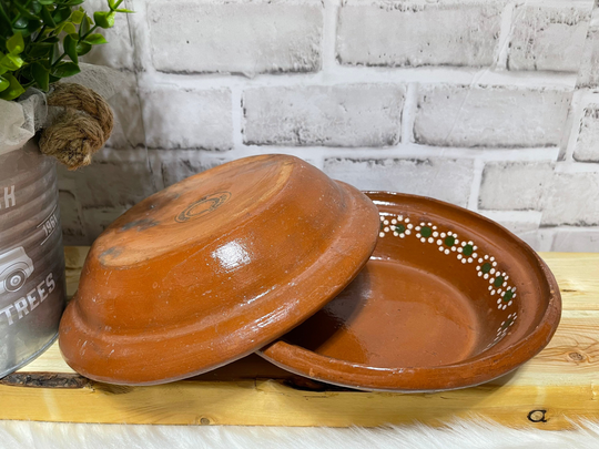 Mexican Hand Made Clay Bowls Set Of 2 - Platos Pozoleros De Barro