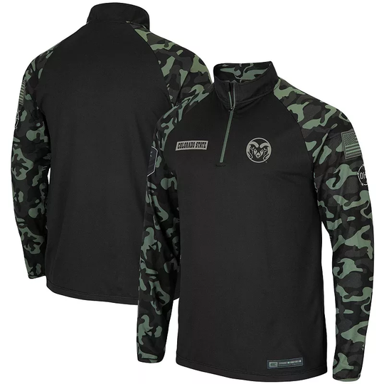 Men's Colosseum Black Colorado State Rams OHT Military Appreciation Take Flight Raglan Quarter-Zip Jacket, Size: Small, CST Black
