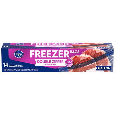Kroger Double Zipper Gallon Freezer Bags - 14.0 ea