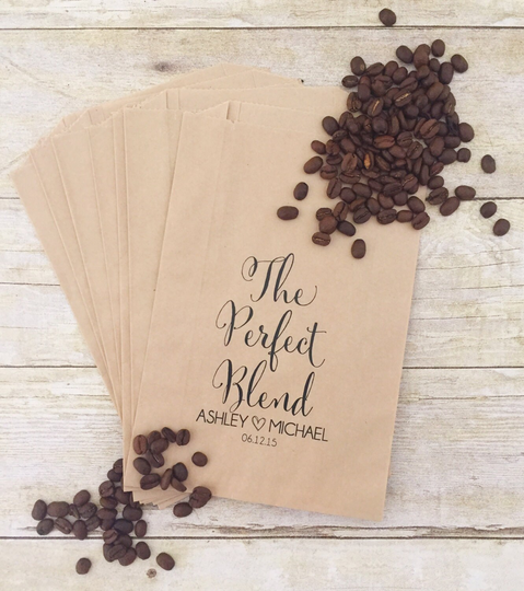 The Perfect Blend, Coffee Wedding Favors, Bags, Coffee, Personalized Favor Treat Bags