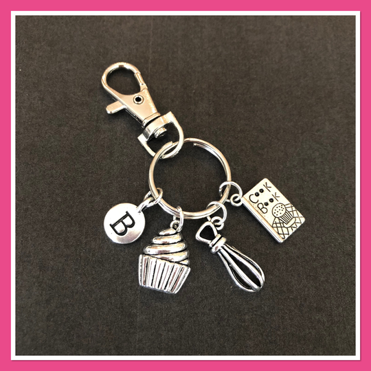 Baking Gifts, Bakers Gift, Presents For Mum, Baking Charm Keyring, Personalised Keychain