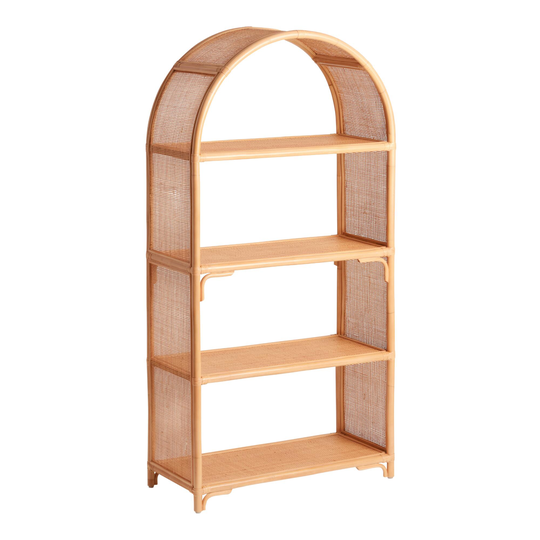 Tall Rattan Arch Darlene Bookshelf: Brown/Natural by World Market