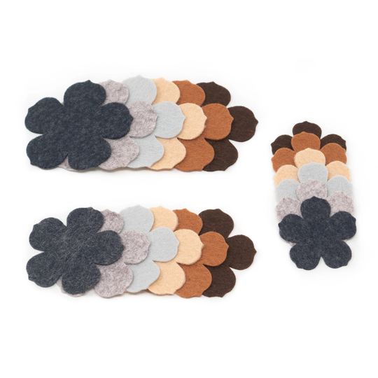 18 Emma Wool Blend Felt Die Cut Applique Flowers - Neutrals Colors
