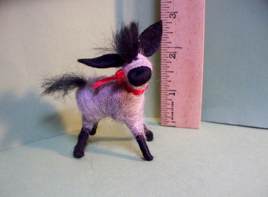 Miniature Donkey Felted Wool Ornament