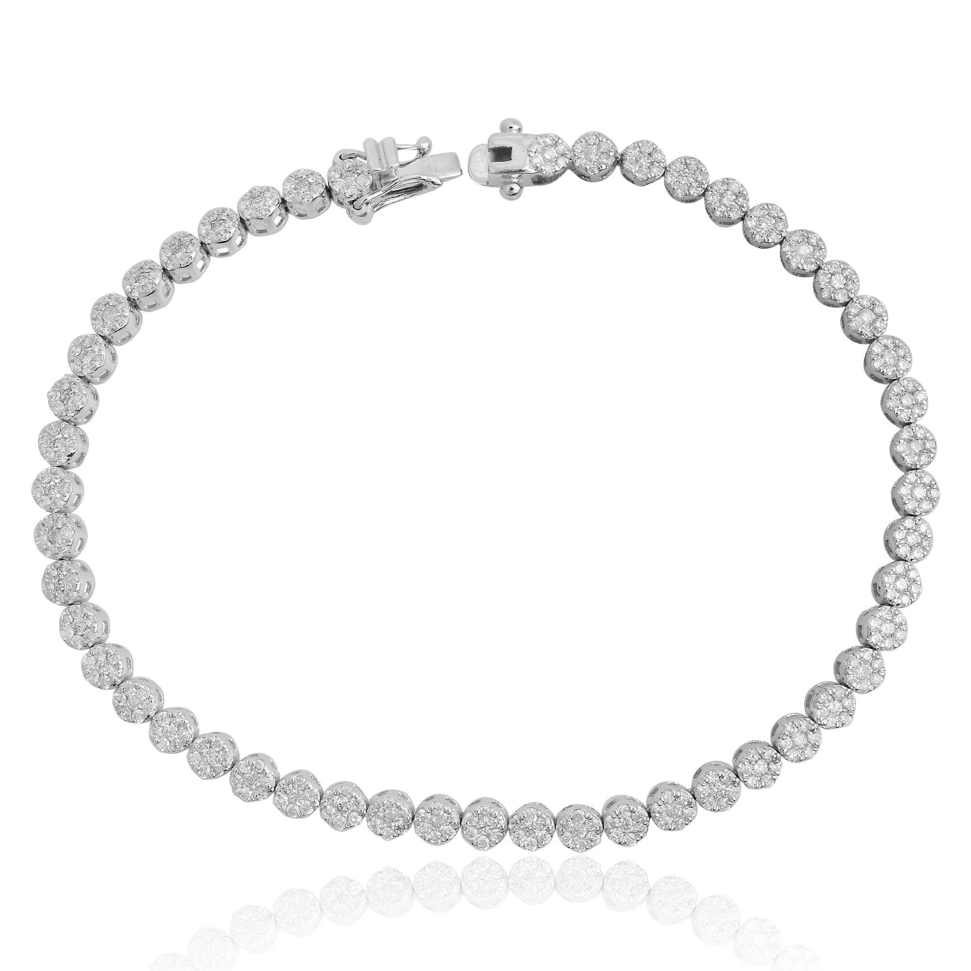 Natural 2.3 Ct Pave Diamond Tennis Bracelet 18K/14K White Gold Si Clarity Hi Color Diamonds Certified Jewelry Wedding & Anniversary Gifts