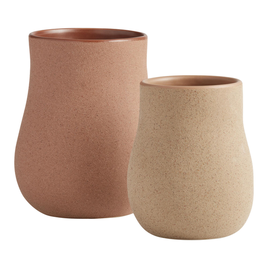 Small Curvy Textured Ceramic Vase: Brown by World Market