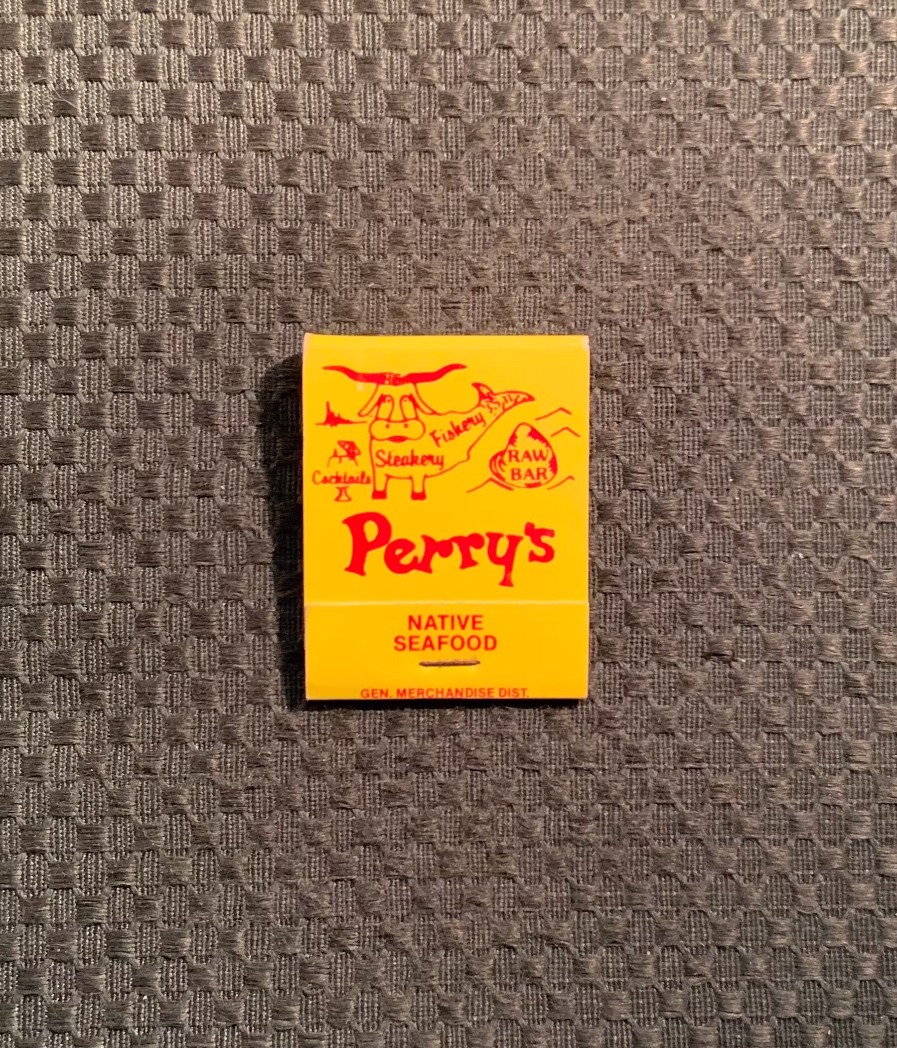 Vintage Matchbook, Perrys, Seafood, Restaurant, Key Largo, Florida, with 20 Match Sticks, Free Ship in Usa