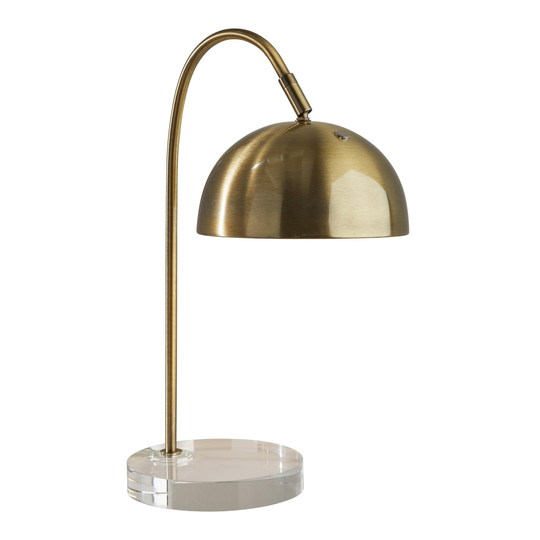 Antique Brass and Clear Glass Dome Task Lamp: Gold - Metal by World Market