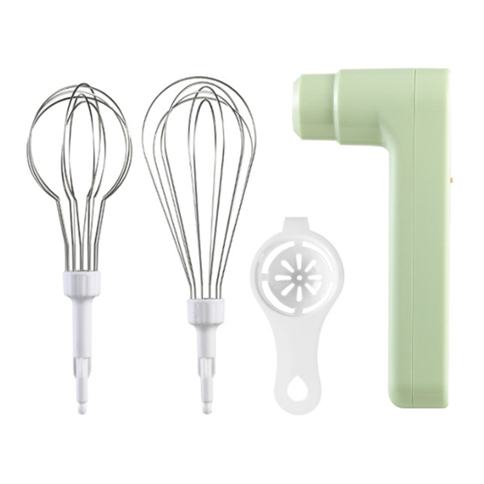 1 Set Electric Egg Blender Three Gears Speed Adjustment Stainless Portable Labor-saving Baking Non-stick USB Egg Whisk Kitchen Tools - green, 3