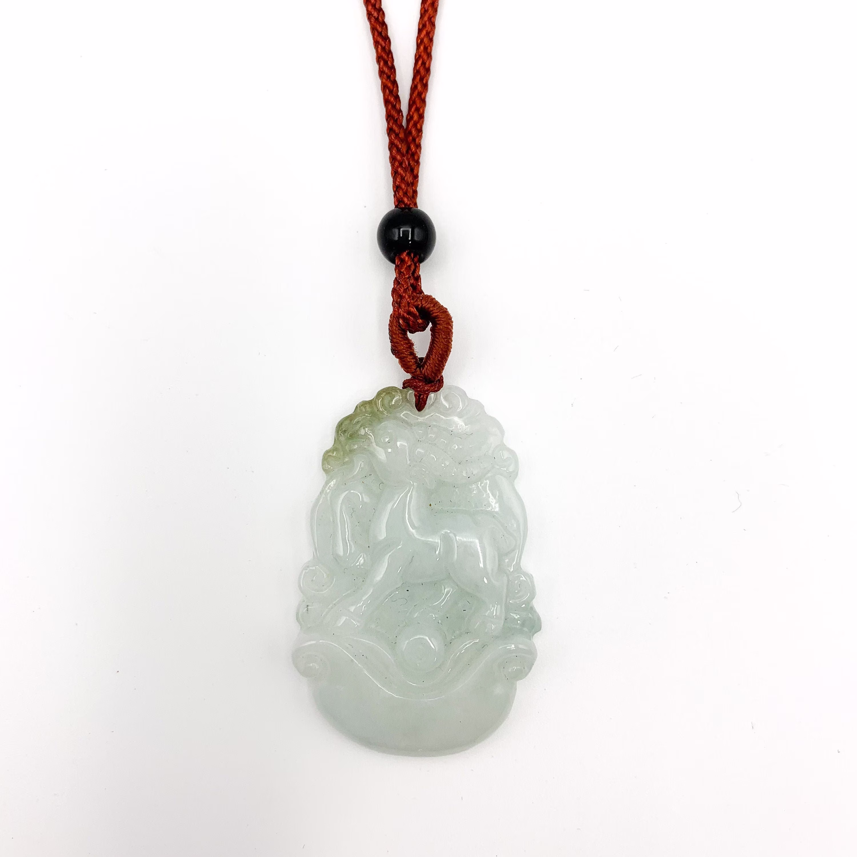 Jadeite Jade Sheep Goat Ram Chinese Zodiac Carved Pendant Necklace, Yj-0321-0328272-7