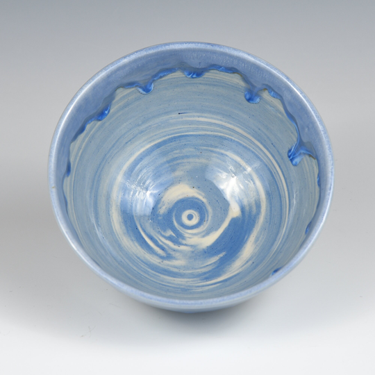 Handmade Pottery Bowl - Wheel Thrown Ceramic Noodle Fruit Cereal ~ Blended Clay & Blue Klynnsart