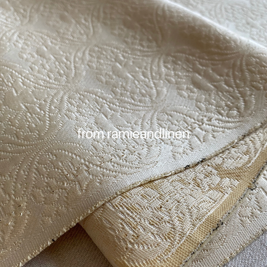 Silk Fabric, Engraving Style Jacquard Weaved 39M/M Heavy Cotton Blend Half Yard 18" By 57" Wide