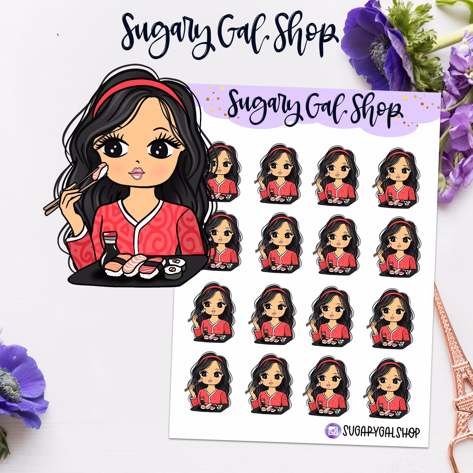 Miss Lady D Sushi Sticker Sheet