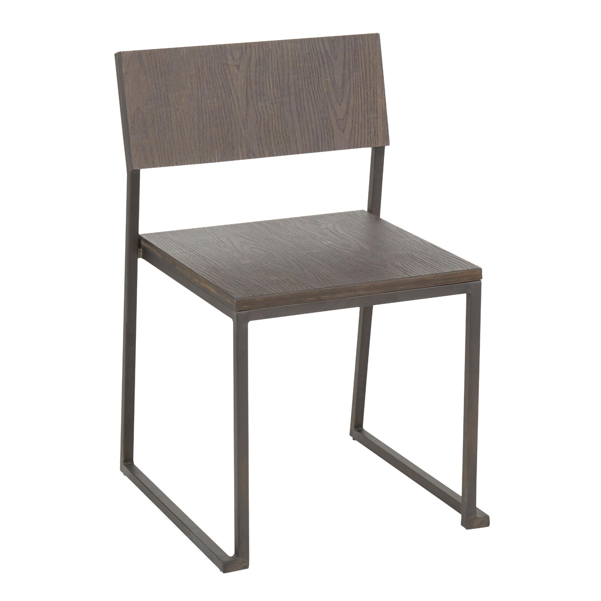 Wood and Metal Industrial Tristan Dining Chairs Set of 2: Brown by World Market