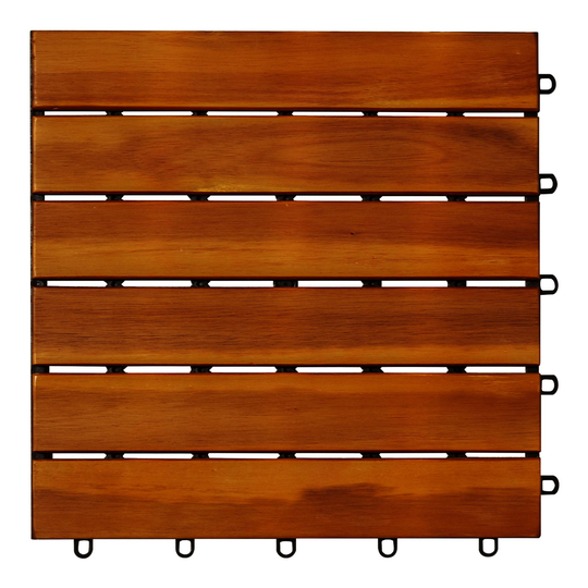 Acacia Wood 6-Slat Interlocking Deck Tiles, 10-Count by World Market
