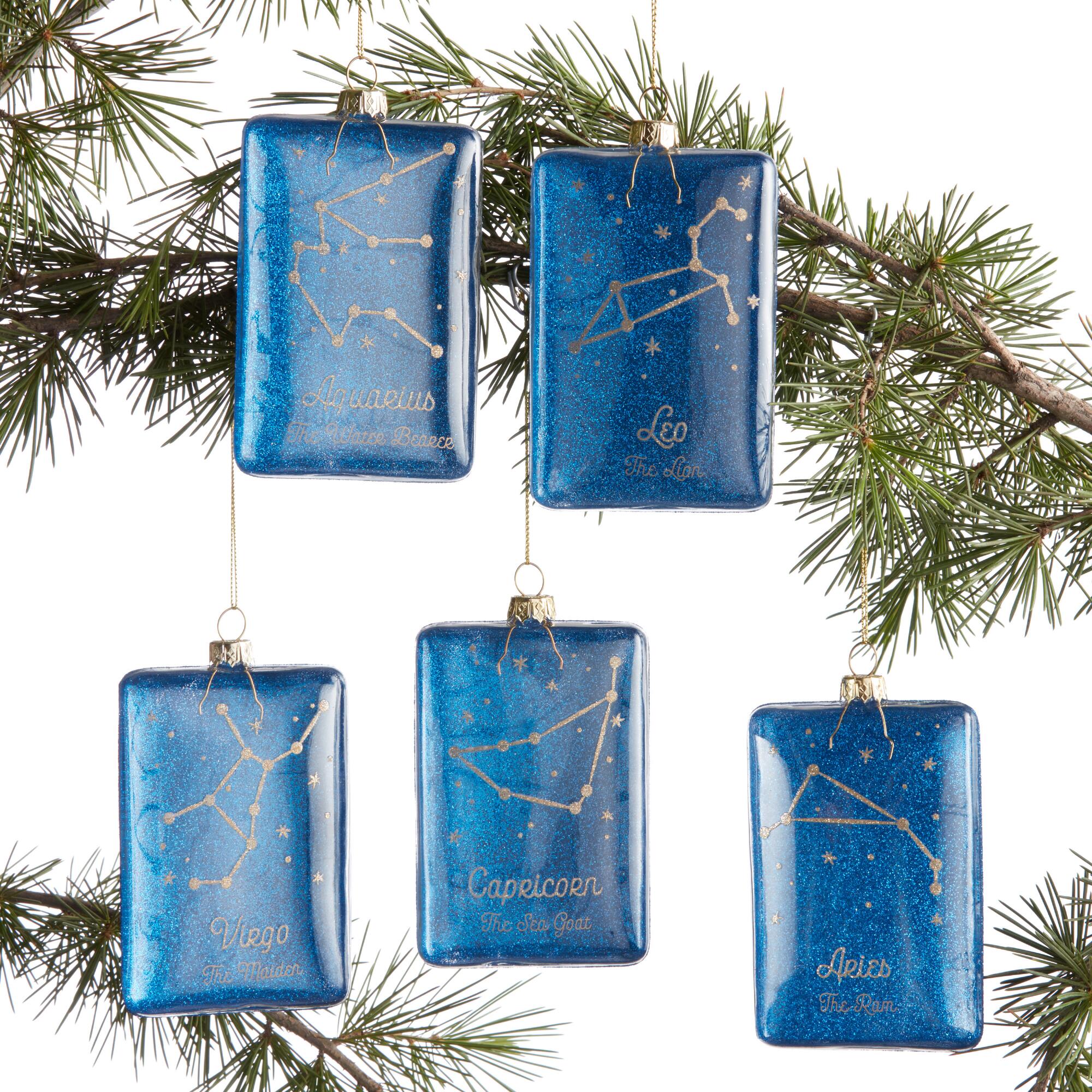 Glass Zodiac Constellation Ornament: Blue by World Market