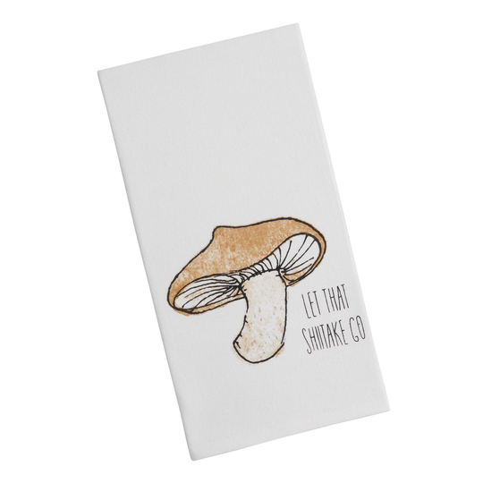 Let That Shiitake Go Kitchen Towel: White - Cotton by World Market