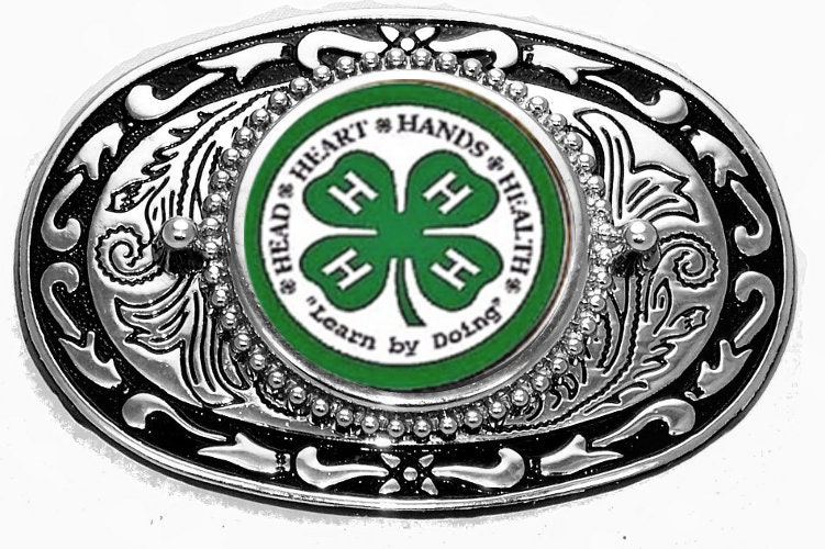4H Club Fair Rodeo Ranch Farm Show Fair Goat Rabbit Ram Sheep Cow Hereford Belt Buckle