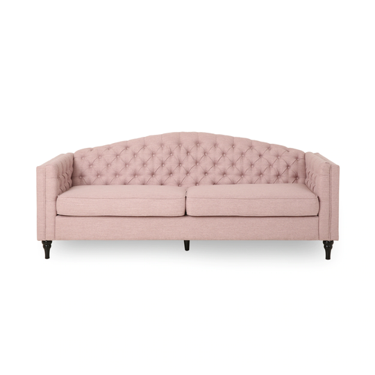 Best Selling Home Decor Antonia Modern Light Blush and Dark Brown Polyester/Blend Sofa in Pink | 310761