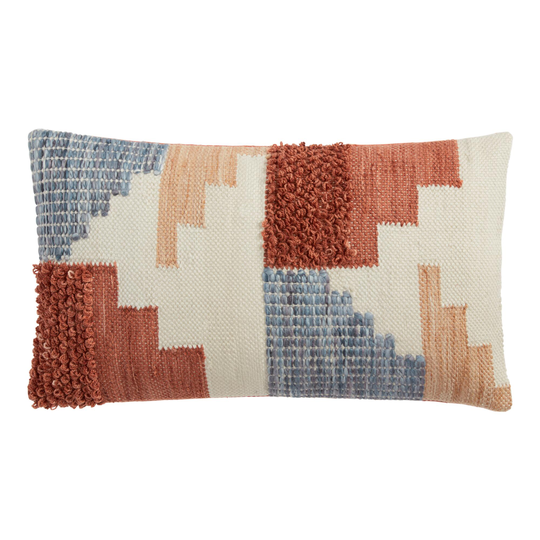 Rust And Gray Geo Indoor Outdoor Patio Lumbar Pillow: Multi - Polyester by World Market