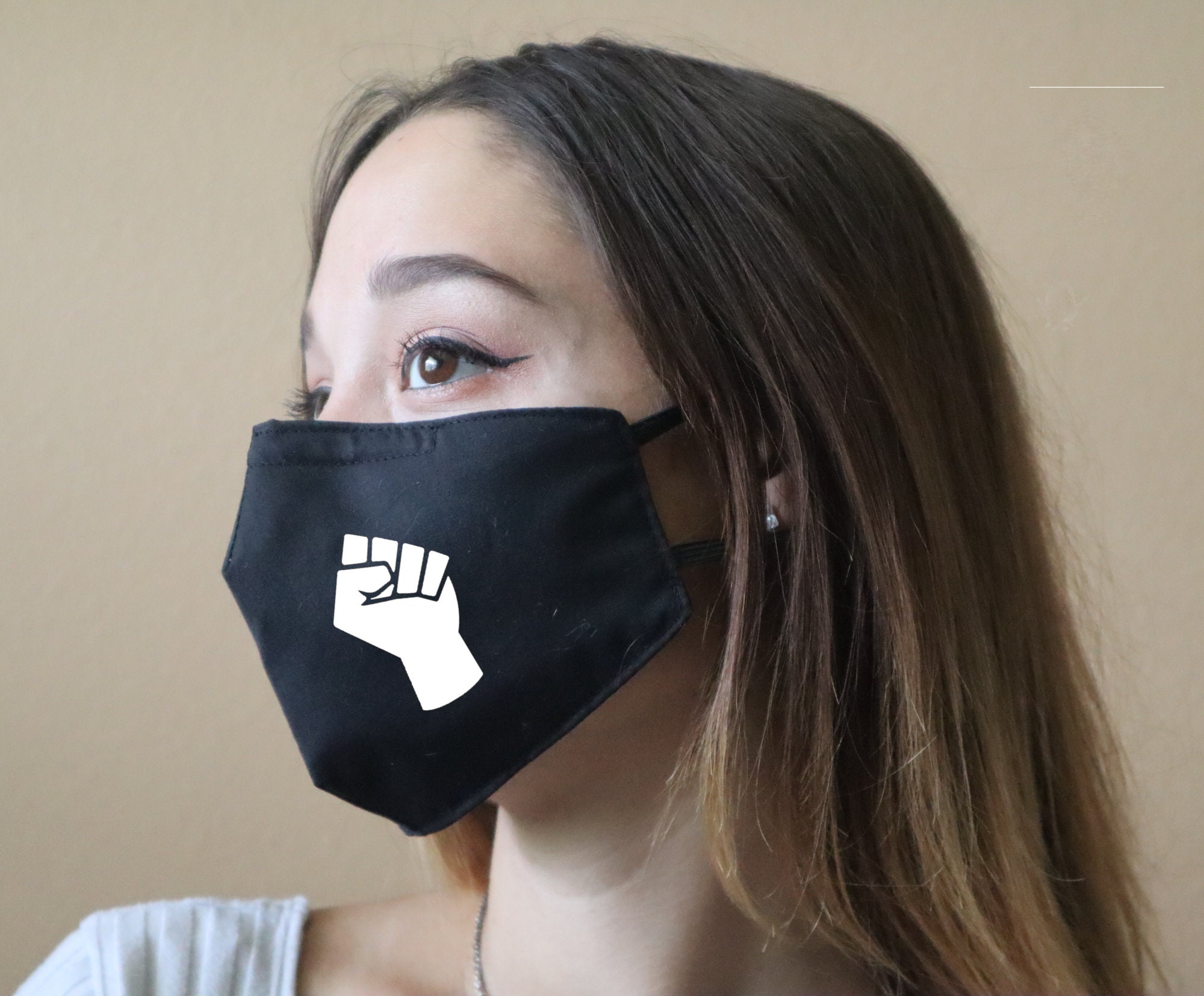 Handmade Cotton Blend Customizable Face Masks With Adjustable Ear-Loops - Fist Adult Medium 9 X 5.5"