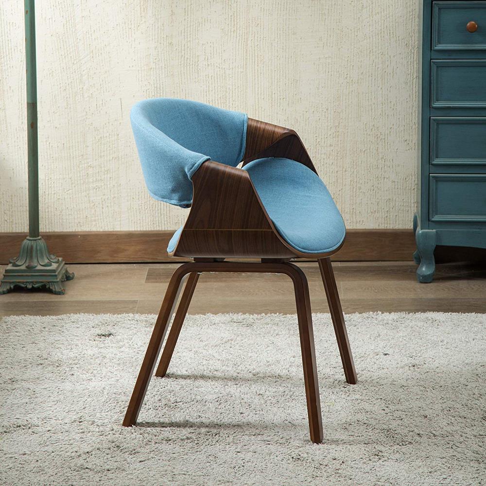 Clihome Dining Chair Contemporary/Modern Polyester/Polyester Blend Upholstered Dining Arm Chair (Wood Frame) in Blue | ZB-PH-1002-1-BL