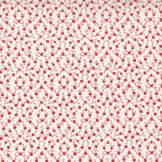 Belle Isle - Calico Blender Cream Red By Minick & Simpson For Moda Fabrics, Floral, 1/2 Yd, 14926 11