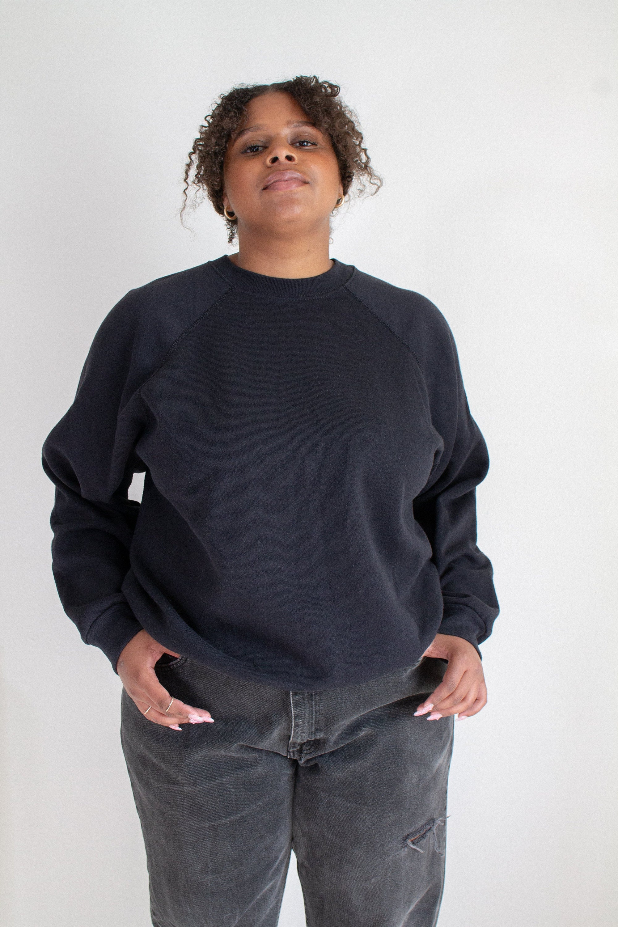Vintage Black Cotton Blend Sweatshirt // Xxl | 1938