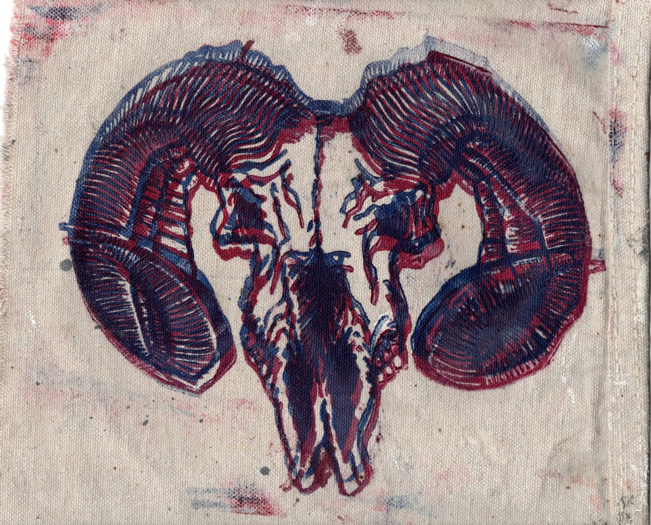 Ram Skull Canvas Patch, Jacket Patches/Sew On Patch Alternative