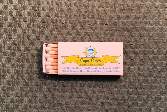 Vintage Matchbook, Capn Cotys, Seafood, Restaurant, Daytona, Ormond Beach, Florida, Matchbox, with Wooden Matches, Free Ship in Usa