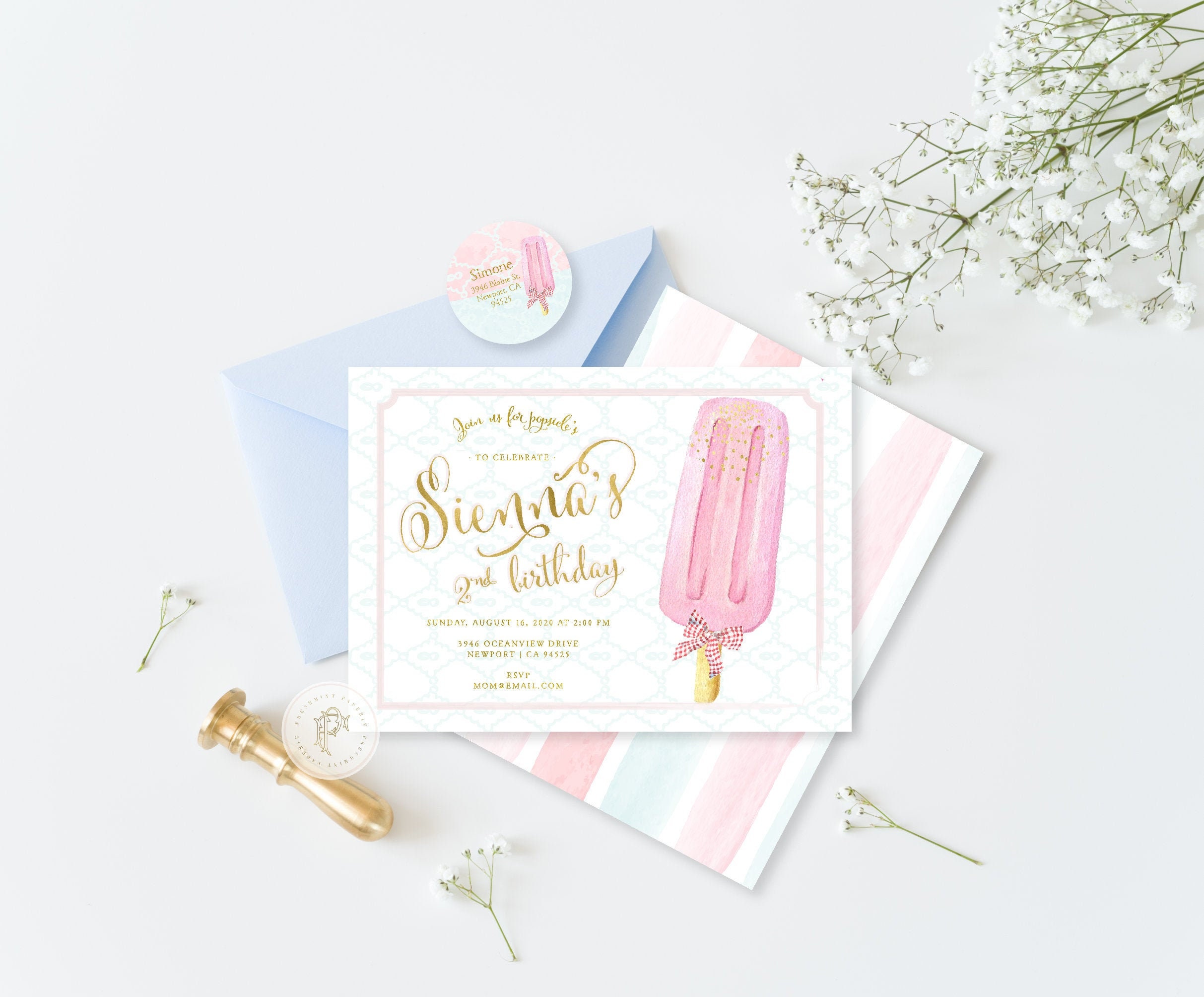 Ice Cream Birthday Invitation, Popsicle Invitation, Party Invite, Kids Cream, Invite