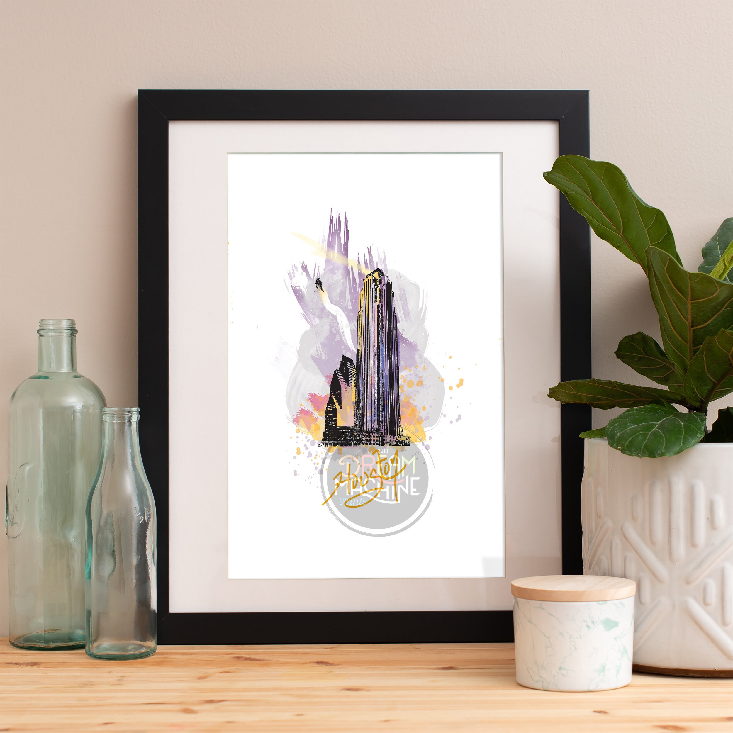 Houston Print, Skyline, Art, Poster, Watercolor, Map, Wall Texas Art