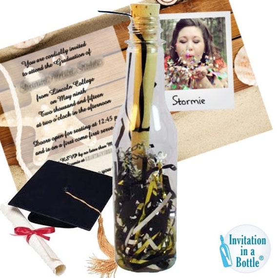 Set 12 - Graduation Party By Invitation in A Bottle Creative Prom Invitations, College High School Graduation, Celebration