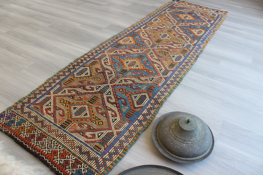 Vintage Kilim Runner, Jijim Ethnic Embroidered Runner Rug, Bohemian /N-968/2'8"x9'3"