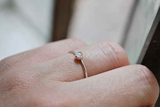 Dainty Sterling Silver Ring With Moonstone. /Polaris Moonstone/