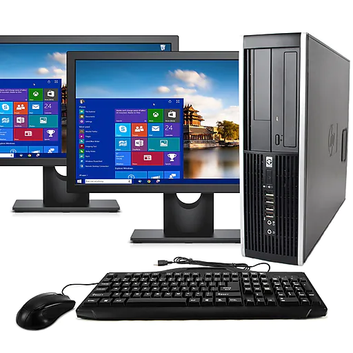 HP 8100 Elite Refurbished Desktop Computer with Dual 19" Monitors, Intel i5, 8GB Memory, 500GB HDD, Windows 10 Pro