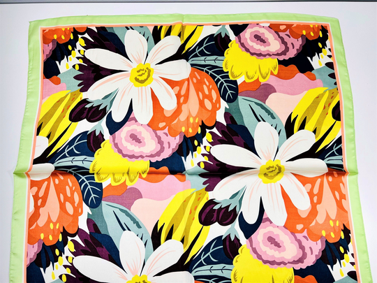 Flower Power - Square Scarves Silk Blend Head Neck Scarf Neckerchief Floral Bandanas Headbands