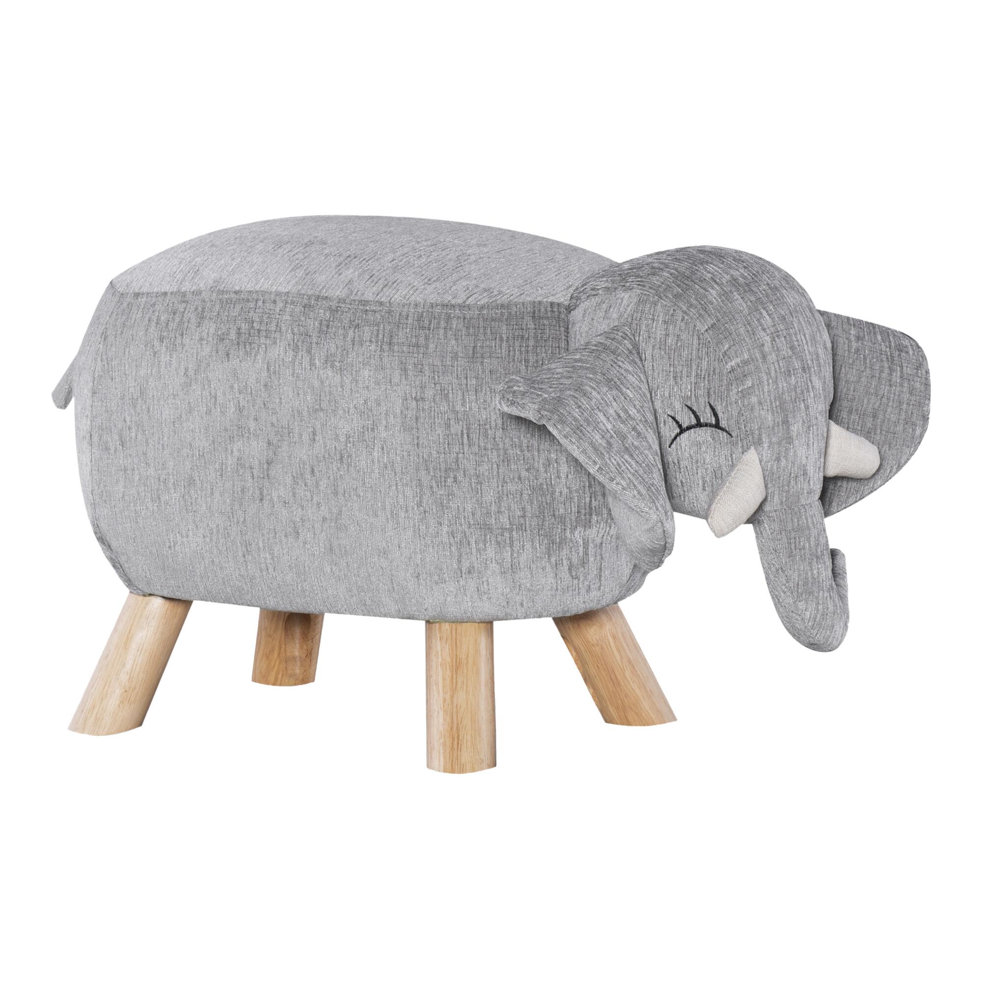Gray Percy The Elephant Upholstered Kids Stool by World Market