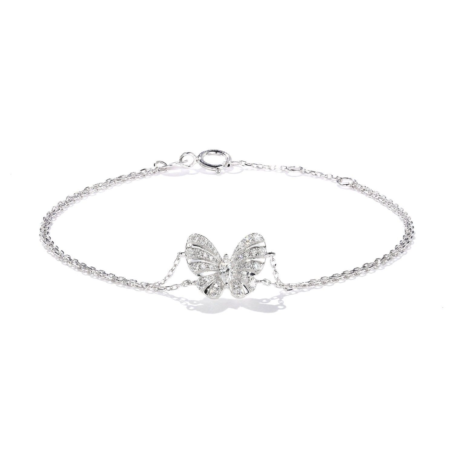 Diamond Butterfly Bracelet in Solid 18K Gold/Wedding Bracelelt/Custom Fine Jewelry/Personalization Design/Gift For Women & Girls