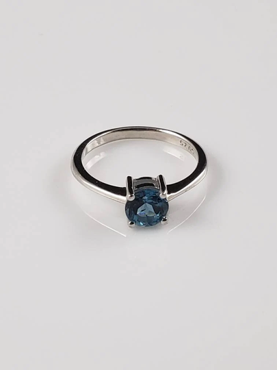 Classic London Blue Topaz Solitaire Sterling Ring