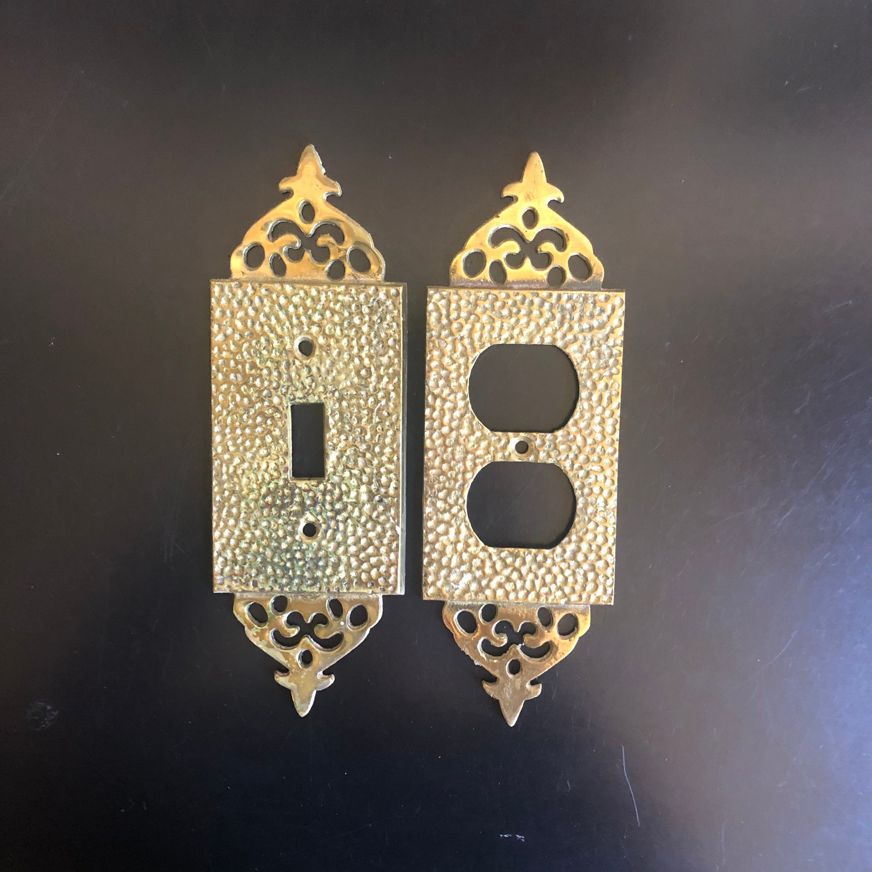 Vintage Brass Light Switch & Plug Plate Cover, Wall Cover Set, Set