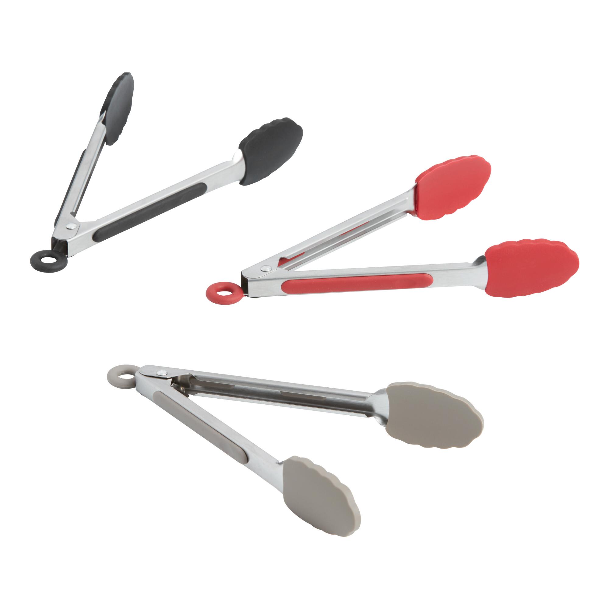 Mini Silicone and Stainless Steel Tongs Set of 3: Multi by World Market